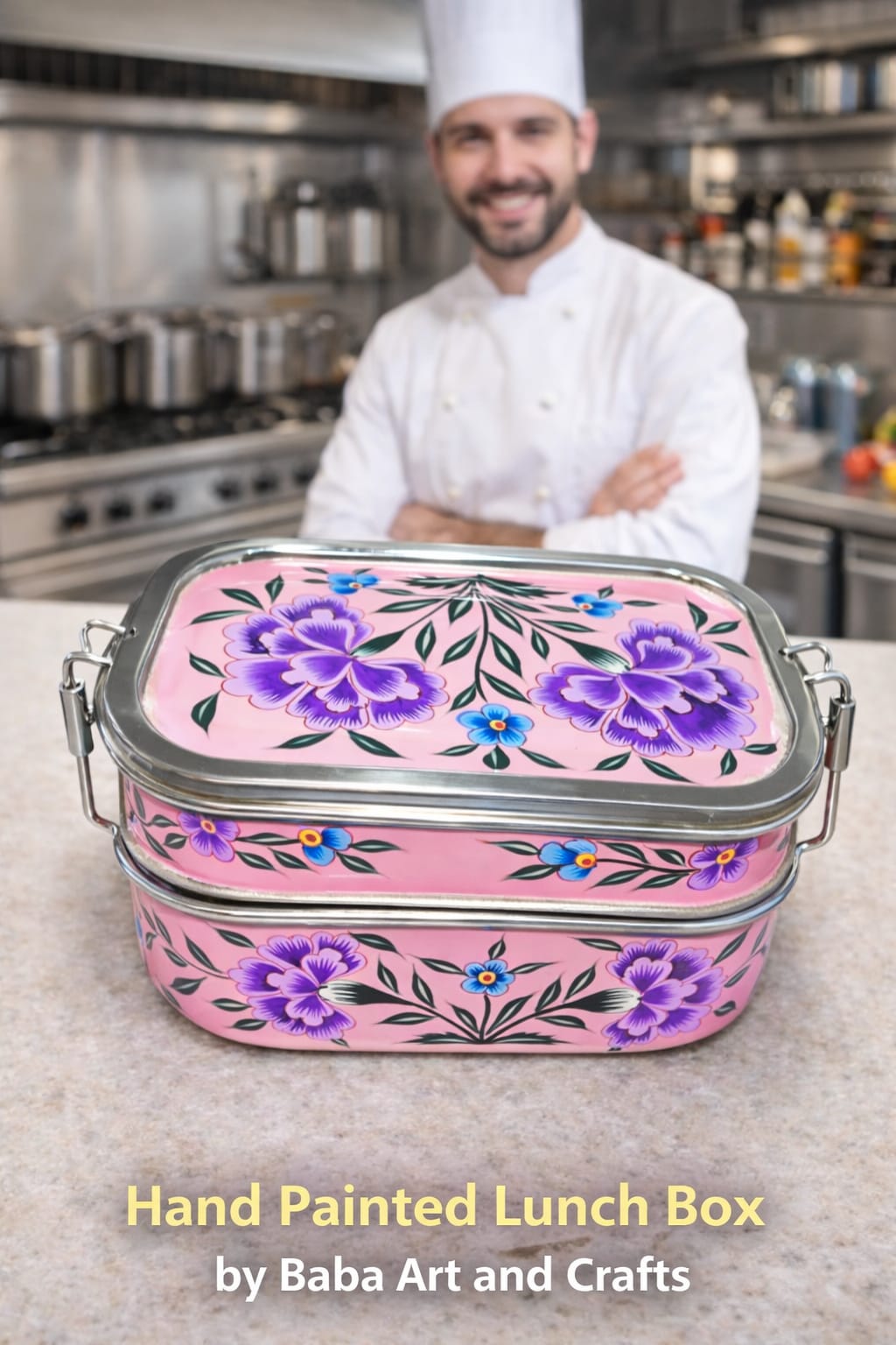 Hand painted lunch box,Bento lunch box,Enamelware tifin box,Kashmiri Enamelware,bento box for kids,hand painted bento box,Indian tiffin box